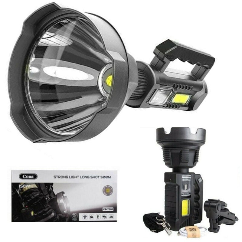foto del prodotto trade shop traesio luce lampada torcia raggio lungo 300 metri 150w pesca caccia monti coba cb t300 