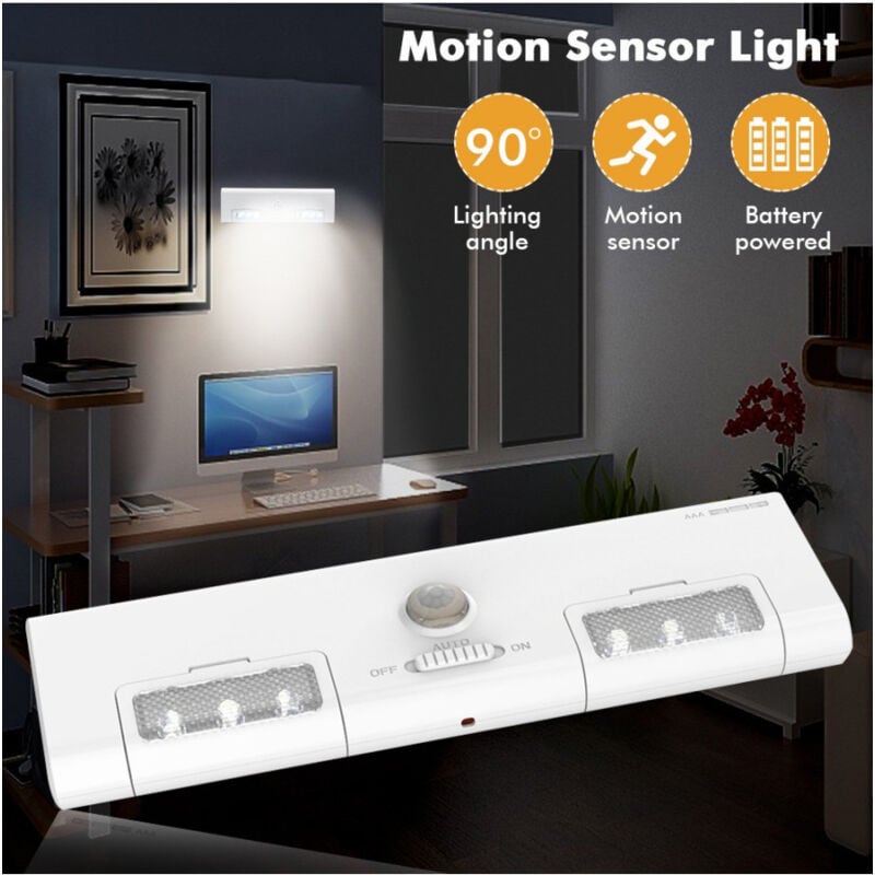 foto del prodotto trade shop traesio luce led per armadio con sensore pir movimento a batterie accensione automatica 