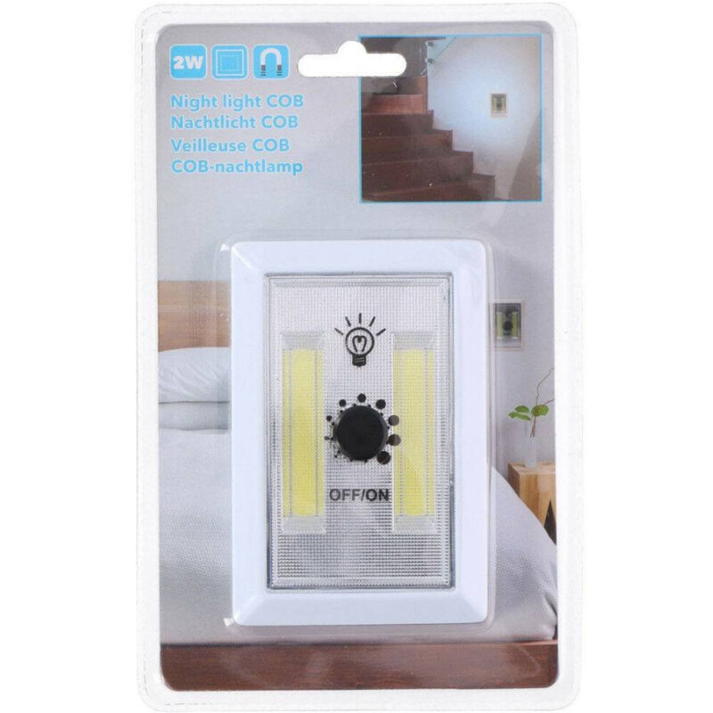 foto del prodotto trade shop traesio luce notturna 2xcob 2 w da notte buio sicurezza interruttore regolabile 