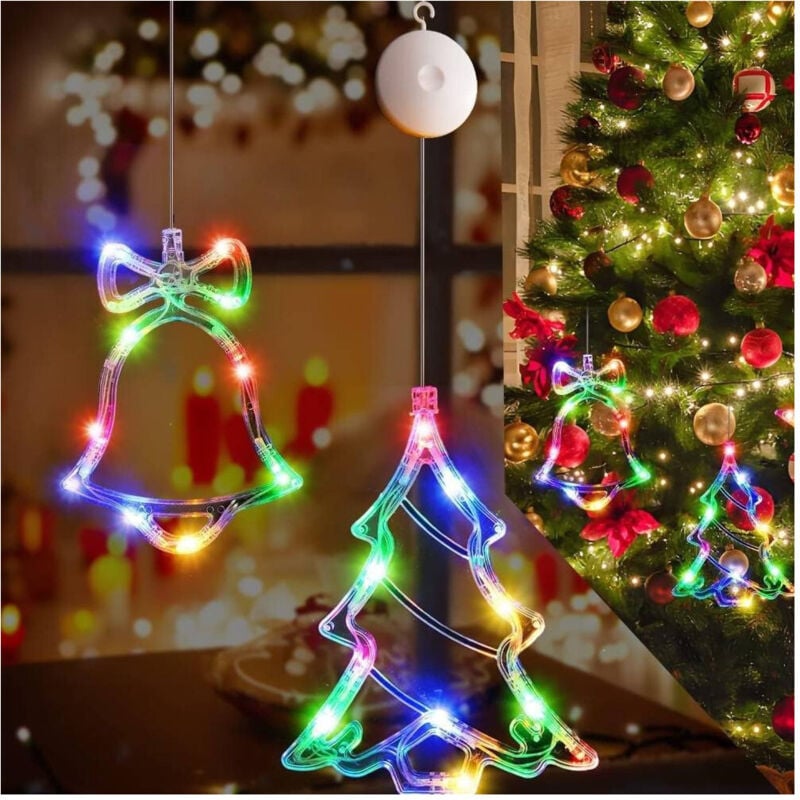 foto del prodotto trade shop traesio luci di natale a batteria con ventosa tenda luminosa x vetro finestra multicolor 