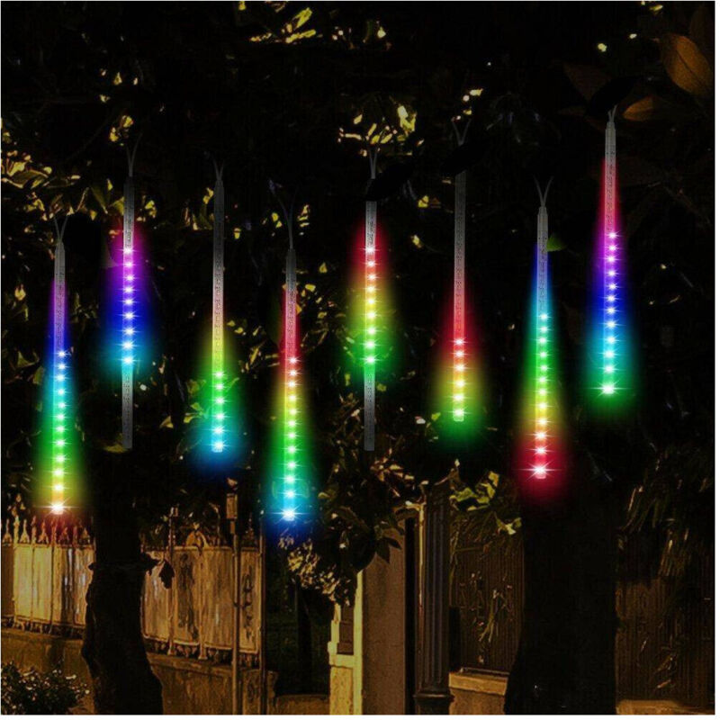 foto del prodotto trade shop traesio luci di natale da esterno natalizie led effetto pioggia stella cadente multicolor 