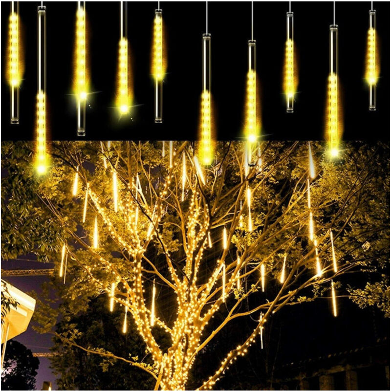foto del prodotto trade shop traesio luci natale da esterno natalizie led effetto pioggia stella cadente bianco caldo 