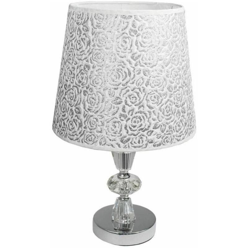 foto del prodotto trade shop traesio lume da comodino moderno abat jour lumetto tavolo acciaio paralume glitter d19a 