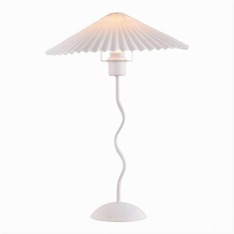 foto del prodotto trade shop traesio lume in metallo bianco moderno abat jour e27 lampada tavolo con interruttore d25 