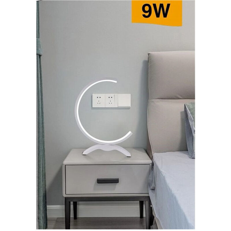 foto del prodotto trade shop traesio lume led 9w lampada tavolo abat jour stilizzata bianco luce 3000k 6500k 4000k d30 bianco freddo 