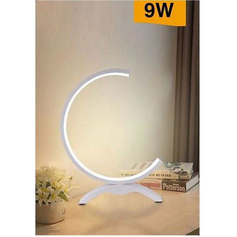 foto del prodotto trade shop traesio lume led 9w lampada tavolo abat jour stilizzata bianco luce 3000k 6500k 4000k d30 bianco naturale 
