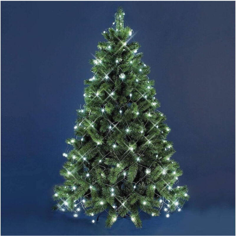foto del prodotto trade shop traesio mantello rete 240 led per albero di natale luci luce bianco freddo 1,50 metri 