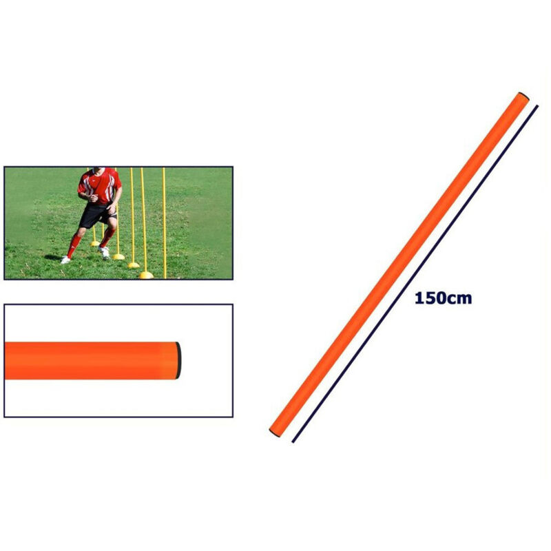 foto del prodotto trade shop traesio marcatori per allenamento altezza 150 cm calcio barra ostacoli slalom fluo arancione