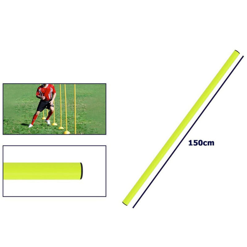 foto del prodotto trade shop traesio - marcatori per allenamento altezza 150 cm calcio barra ostacoli slalom fluo - verde