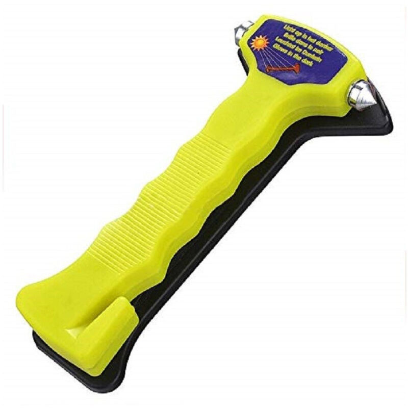 foto del prodotto trade shop traesio martello rompi vetro giallo taglia cintura catarifrangente taglierino sicurezza auto 