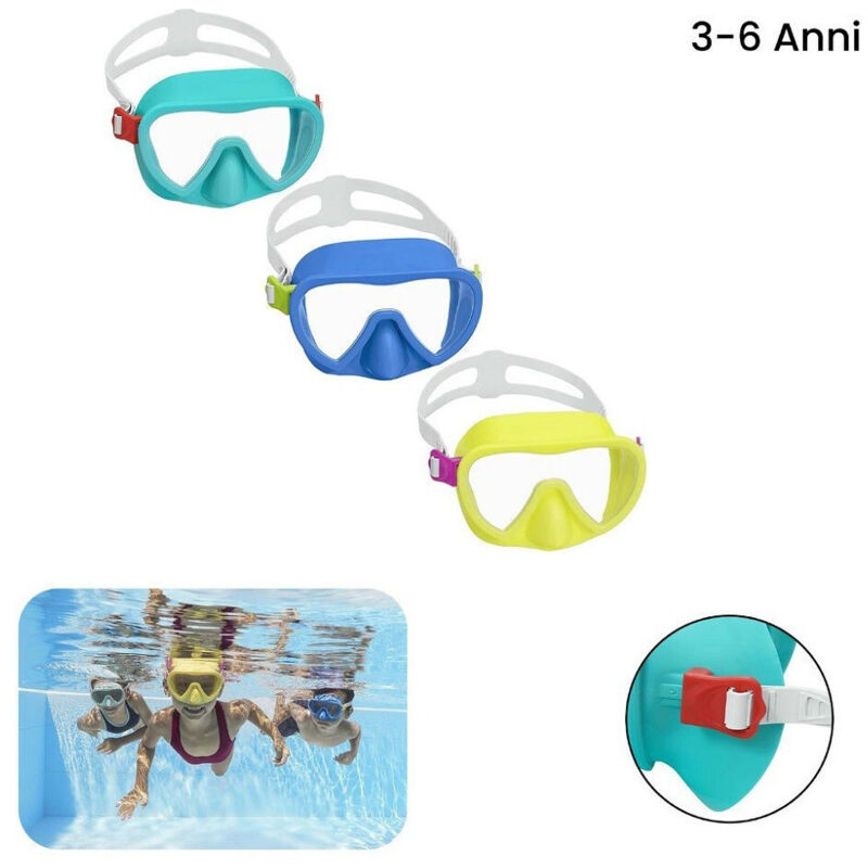 foto del prodotto trade shop traesio - maschera subacquea per bambini guppy piscina mare 3-6anni colori assortiti 22057 -