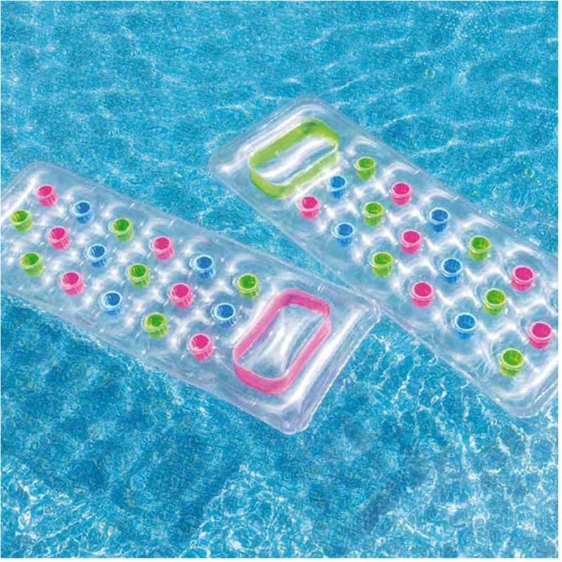 foto del prodotto trade shop traesio materassino gonfiabile 188x71cm trasparente con 18 fori materasso piscina mare 019966 