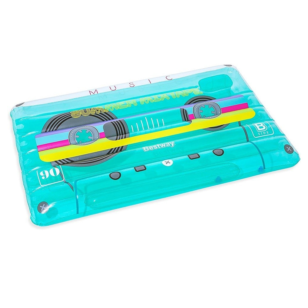 foto del prodotto trade shop traesio materassino gonfiabile retro beats fashion cassetta 174x117cm portaoggetti 43649 