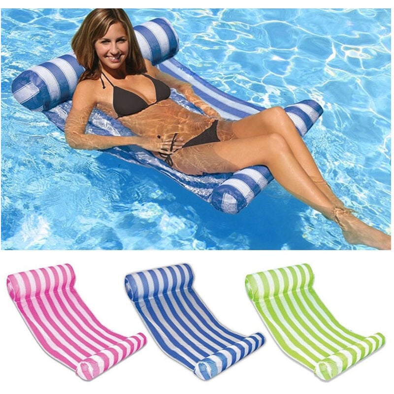 foto del prodotto trade shop traesio materassino telo amaca gonfiabile per piscina mare relax in tessuto pvc 130x70cm 