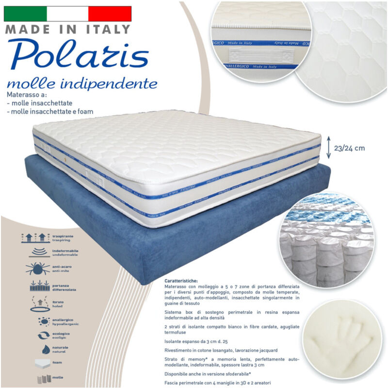 foto del prodotto trade shop traesio materasso matrimoniale 160x190 alto 24cm molle insacchettate e memory foam 