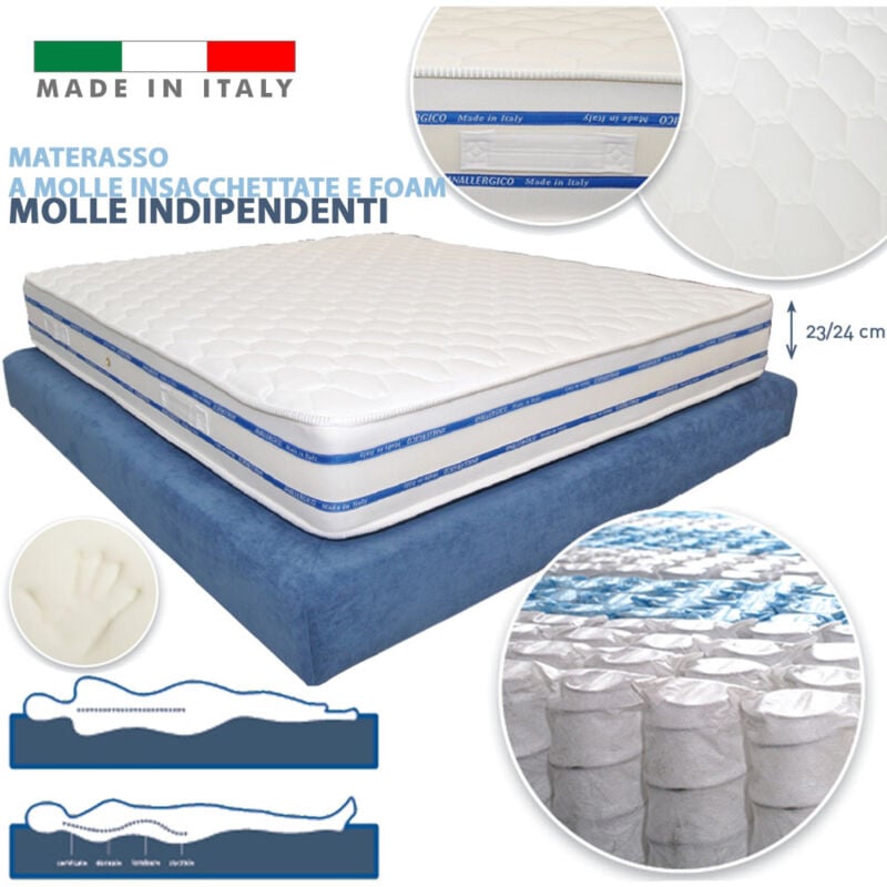 foto del prodotto trade shop traesio materasso zone differenziate a molle indipendenti insacchettate e foam alto 24cm 170x200 