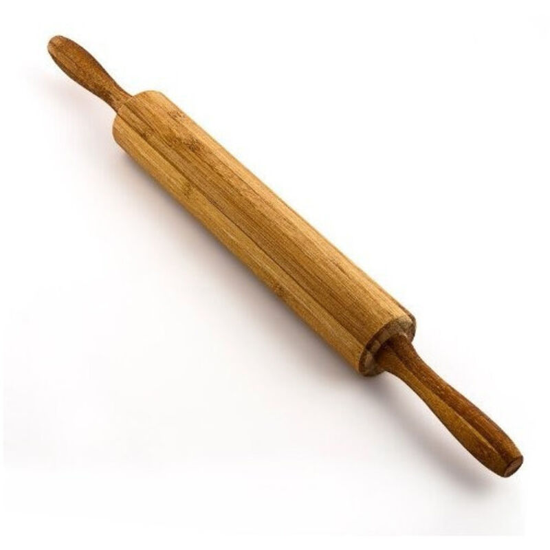 foto del prodotto trade shop traesio mattarello bamb bamboo girevole 45cm perno di rotolamento legno naturale cucina 