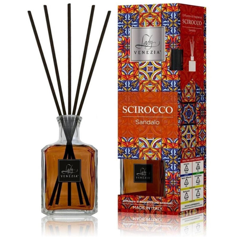 foto del prodotto trade shop traesio maxi diffusore ambiente cubo con bastoncini fragranza scirocco sandalo 250 ml 