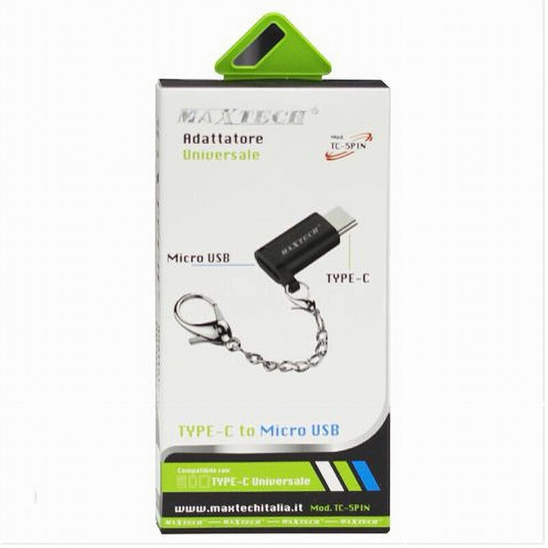 foto del prodotto trade shop traesio maxtech adattatore convertitore da type c a micro usb universale 5pin smartphone tc 5pin 
