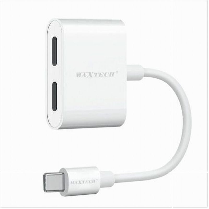 foto del prodotto trade shop traesio maxtech adattatore type c a doppia entrata type c ricarica audio per smartphone ad tc02 