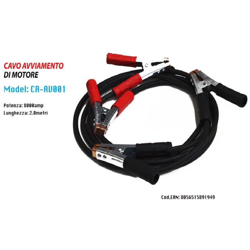 foto del prodotto trade shop traesio maxtech cavo avviamento motore di emergenza auto cavi pinze 8000amp 2mt maxtech ca av001 