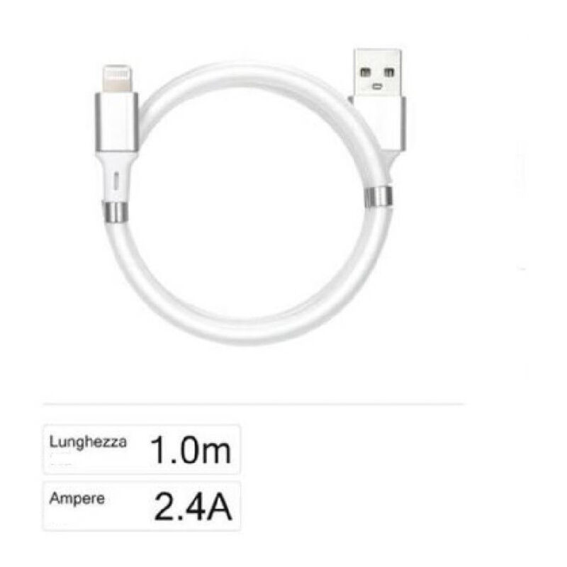 foto del prodotto trade shop traesio maxtech cavo usb ricarica trasferimento dati a lightning 2.4a 1mt iphone ipad f ip028 