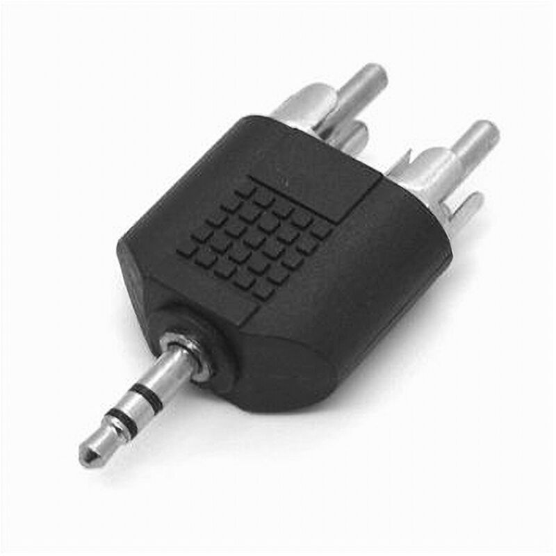 foto del prodotto trade shop traesio maxtech connettore adattatore audio splitter 2 rca maschio ad aux 3,5 mm maschio c 049 