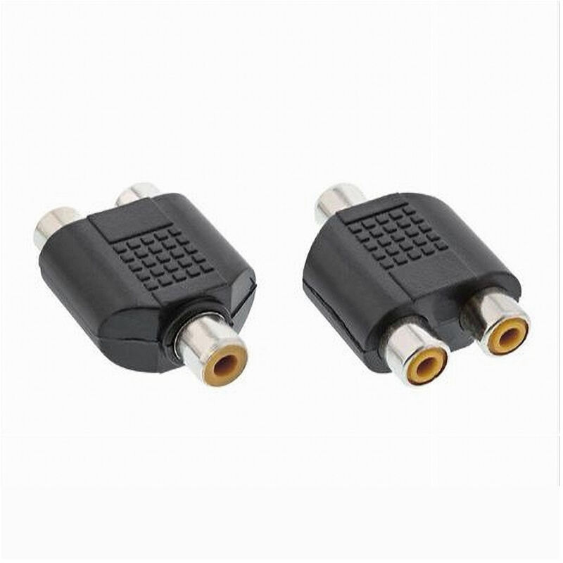 foto del prodotto trade shop traesio maxtech connettore adattatore splitter rca femmina a 2 aux rca femmina audio video c 026 