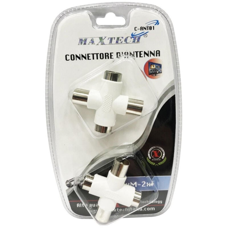 foto del prodotto trade shop traesio maxtech connettore d antenna tv 2 maschio a 2 femmina adattatore connettore maxtech c ant01 