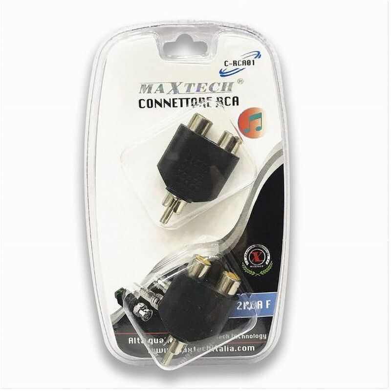 foto del prodotto trade shop traesio maxtech connettore rca adattatore audio con spina rca maschio a 2 rca femmina c rca01 