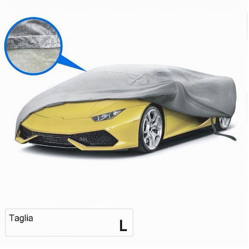 foto del prodotto trade shop traesio - maxtech - copriauto telo impermeabile auto proteggi sole pioggia neve sporco tg.l cop-aut-l -