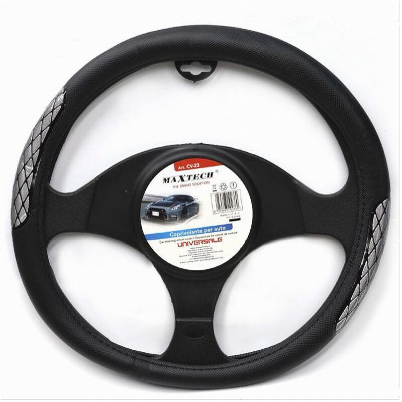 foto del prodotto trade shop traesio maxtech coprivolante universale fodera sterzo per auto 38 cm nero con dettagli cv 23 
