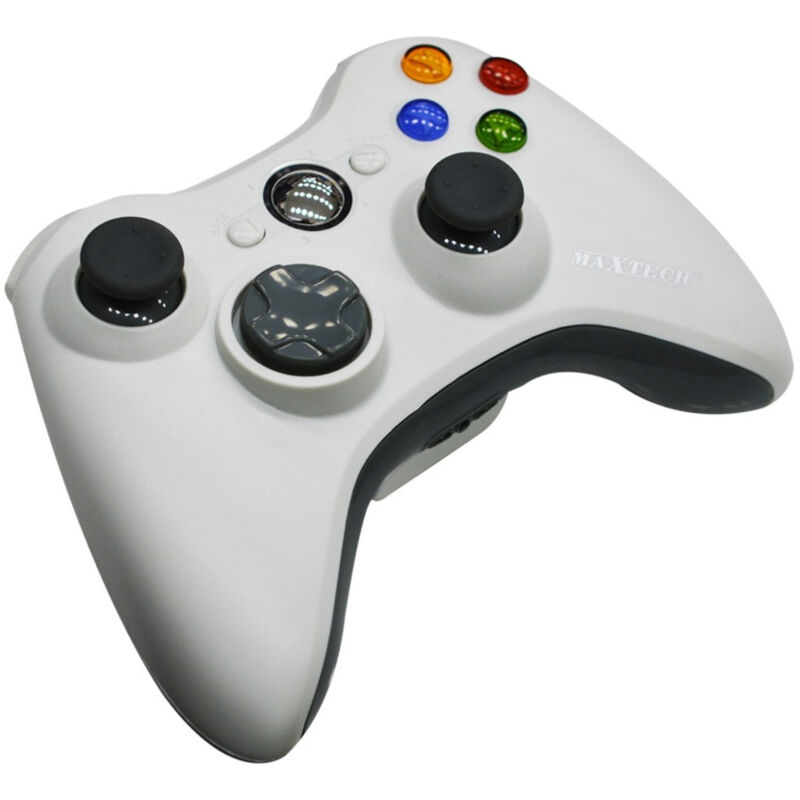 foto del prodotto trade shop traesio maxtech joystick joypad controller bianco per xbox 360 wireless senza filo compatibile 