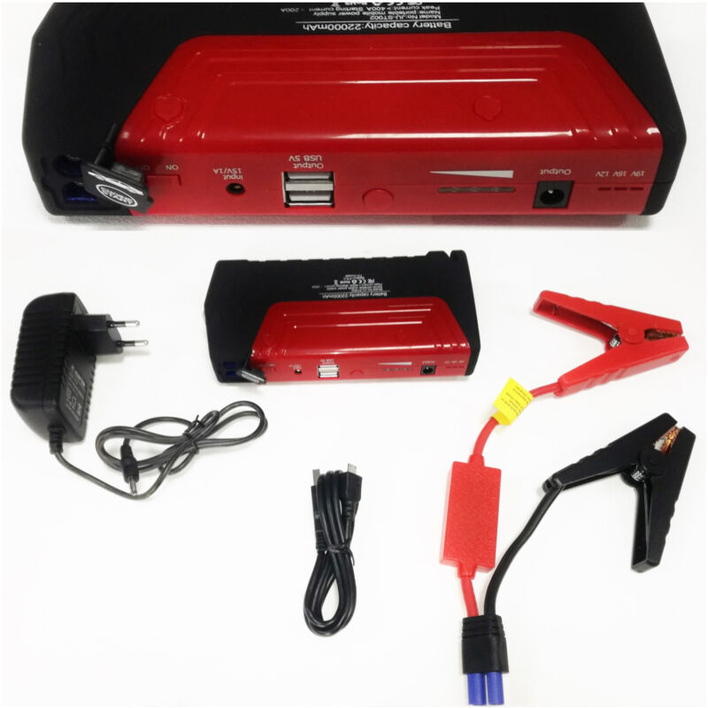 foto del prodotto trade shop traesio maxtech jump starter portatile 2200a avviatore batteria auto moto 12v caricabatteria usb 