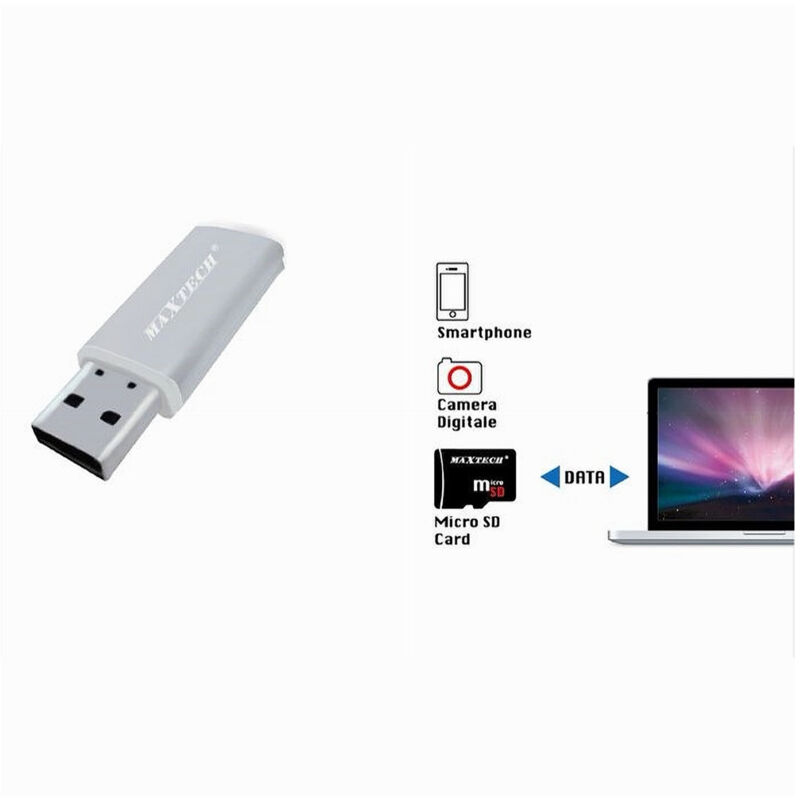 foto del prodotto trade shop traesio maxtech lettore di schede di memoria usb 2.0 micro sd adattatore per pc 480mbps lto sm03 