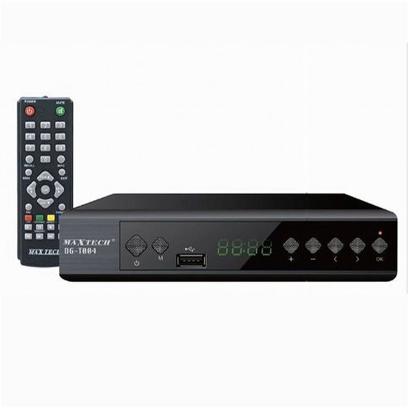 foto del prodotto trade shop traesio maxtech ricevitore digitale terrestre h.265 dvb t2 hevc 10bit lan scart hdmi usb dg t004 