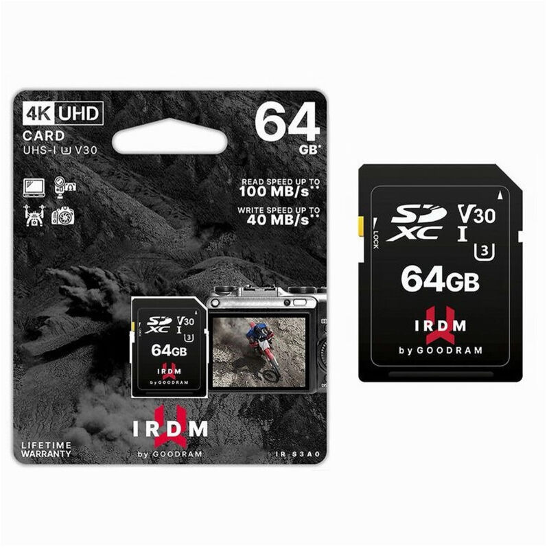 foto del prodotto trade shop traesio maxtech scheda di memoria sd card 64 gb per videocamere classe uhs i 3 v30 ir s3a0 64gb 