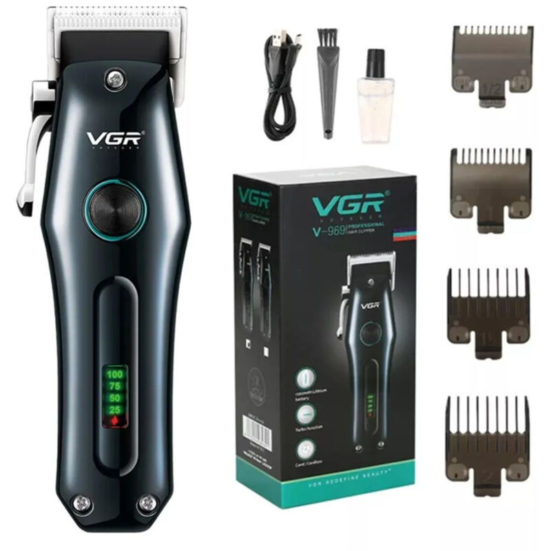 foto del prodotto trade shop traesio maxtech tagliacapelli rasoio da uomo vgr v 969 a batteria ricaricabile usb display a led 
