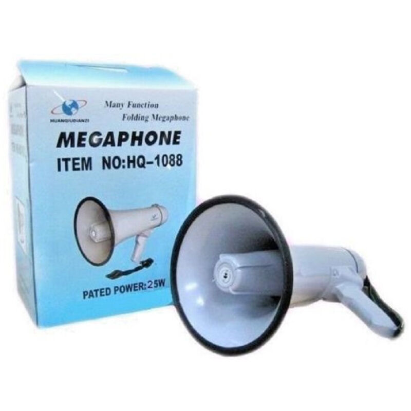 foto del prodotto trade shop traesio - megafono portatile professionale aux 600mt 25w registratore vocale hq-1088 -