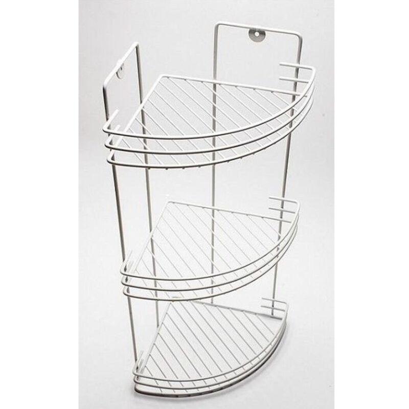 foto del prodotto trade shop traesio mensola da bagno angolare a 3 livelli ripiani metallo bianca 59x22x22cm 