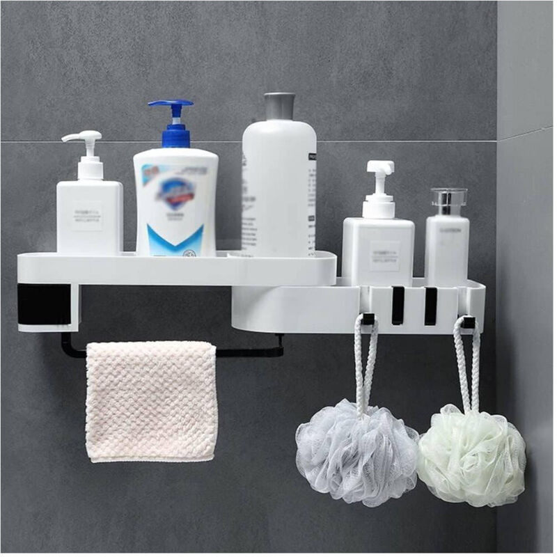foto del prodotto trade shop traesio mensola da parete bagno scaffale rotante portaoggetti cucina doccia organizzatore 