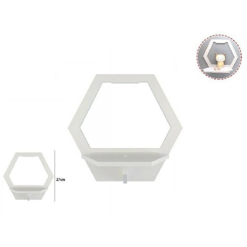 foto del prodotto trade shop traesio - mensola legno bianco esagonale 27cm arredo casa cameretta 70200 scaffale parete -