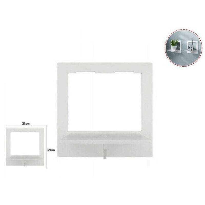 foto del prodotto trade shop traesio - mensola legno bianco quadrata 29cm arredo casa cameretta scaffale parete 70201 -
