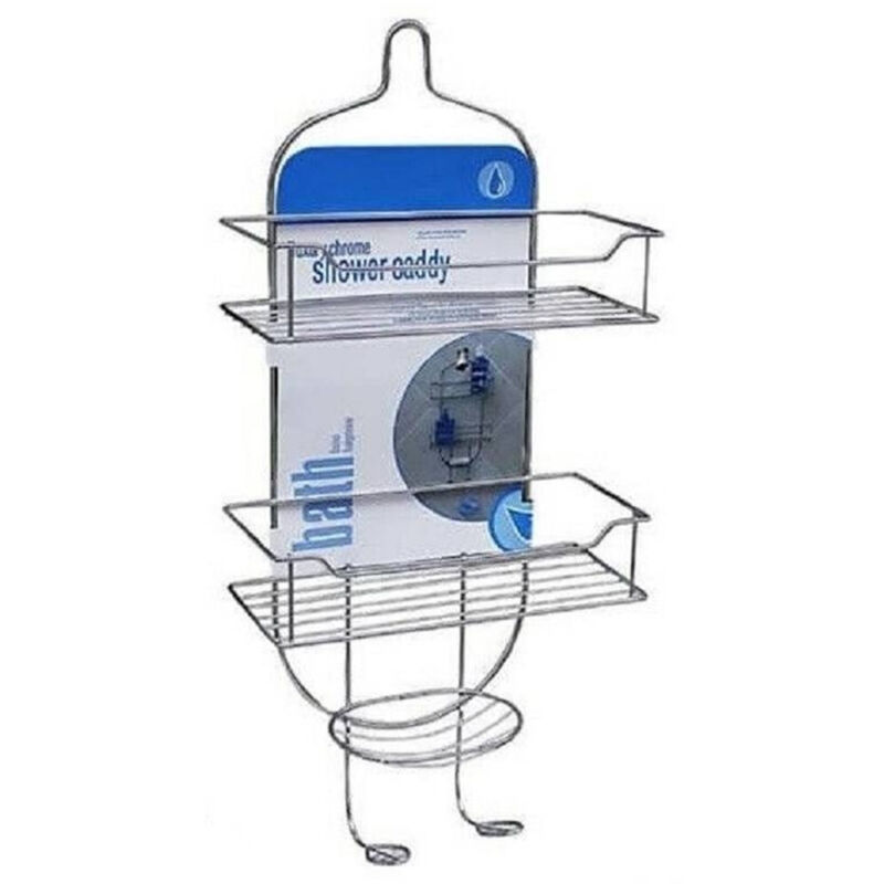 foto del prodotto trade shop traesio mensola organizer per bagno doccia a 3 livelli ripiani appendini cromato 52715 