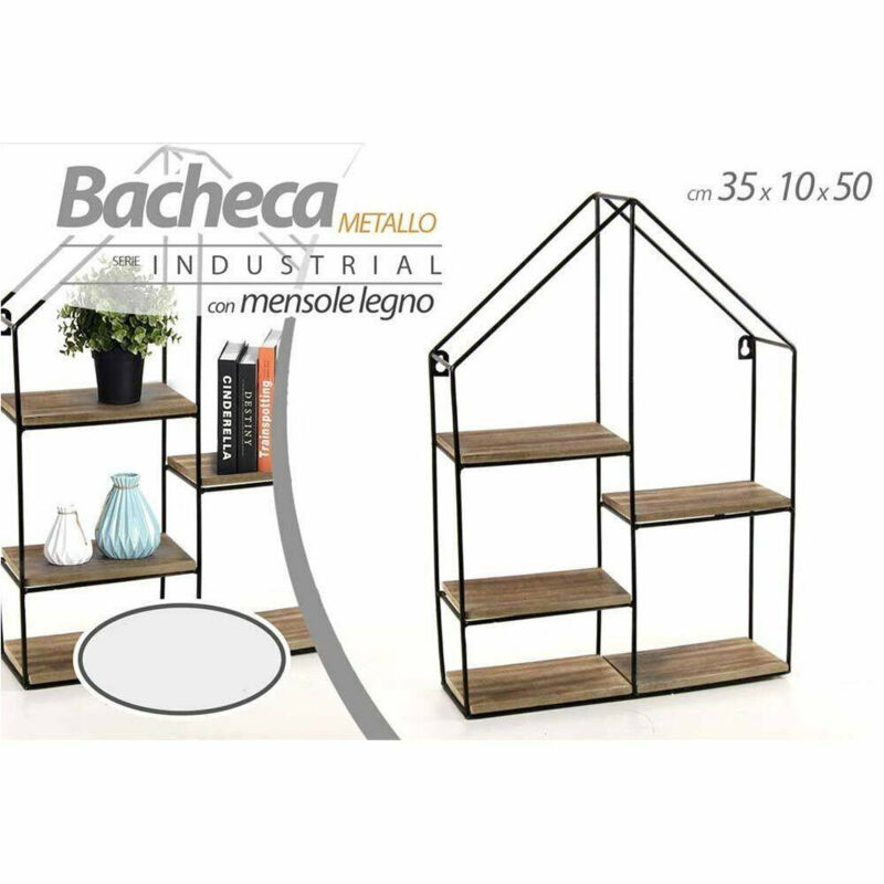 foto del prodotto trade shop traesio mensola parete casa 4 mensole ripiani design moderno scaffale legno metallo 