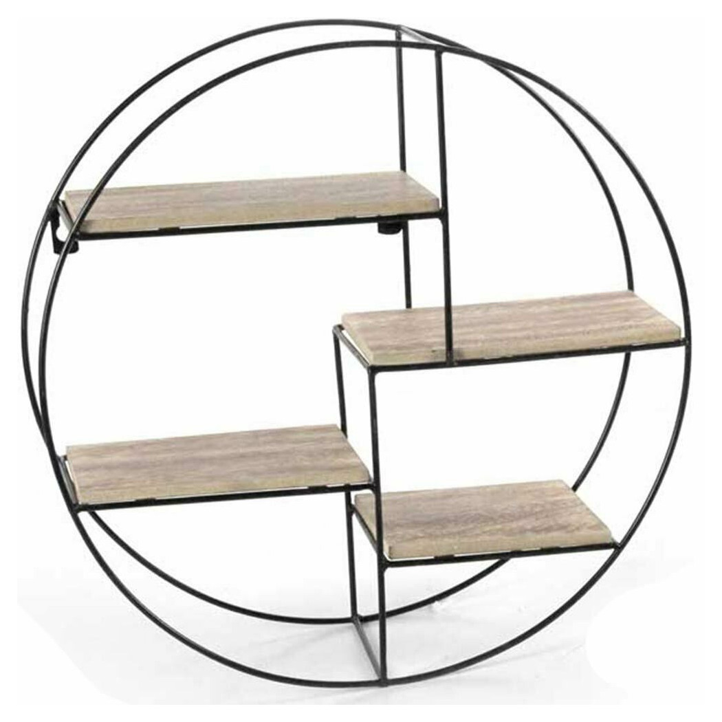 foto del prodotto trade shop traesio mensola parete rotonda 4 mensole ripiani design moderno scaffale legno metallo 