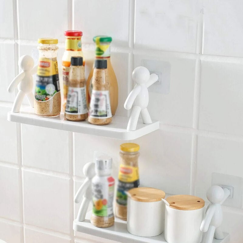 foto del prodotto trade shop traesio mensola ripiano multiuso porta oggetti fissaggio con adesivo per bagno cucina 