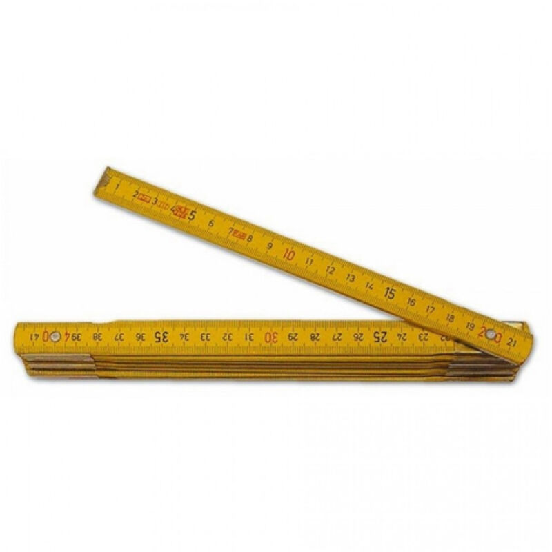 foto del prodotto trade shop traesio metro a stecca da 2 mt metri in legno segnatura cm pieghevole testate rosse nero 
