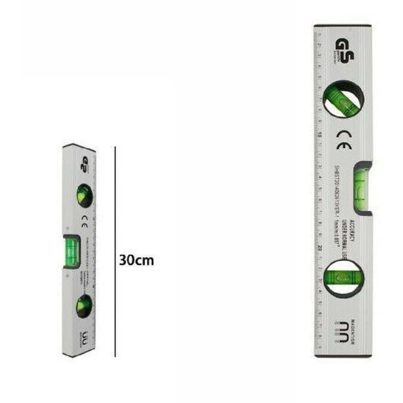 foto del prodotto trade shop traesio metro livella metrica a bolla millimetrata 3 fiale bolle magnetica 30 cm 