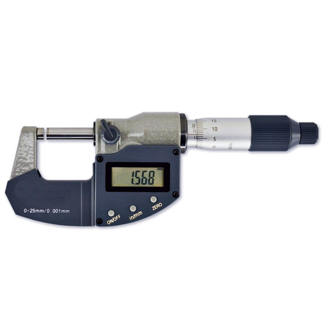 foto del prodotto trade shop traesio micrometro elettronico digitale millesimale per esterni calibro palmare 0 25 mm 